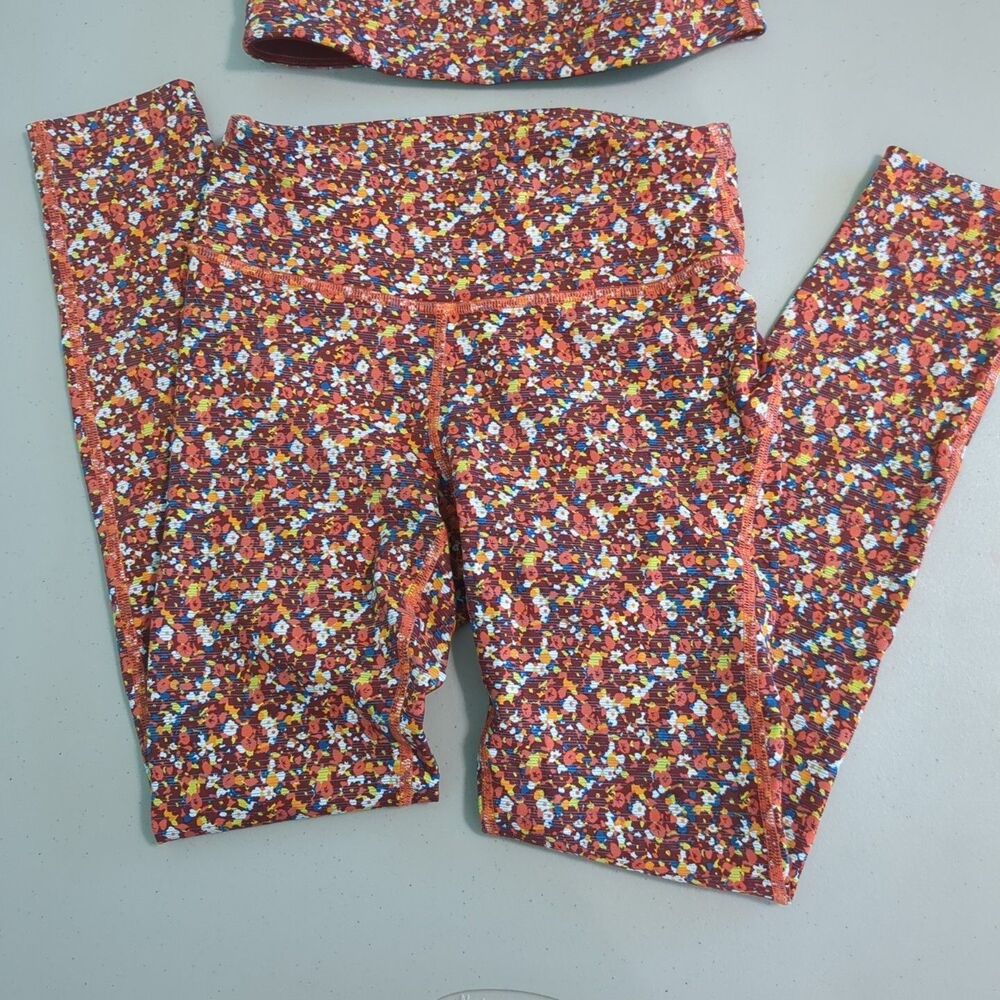 Outdoor Voices TechSweat 7/8 Floral Leggings Pants bra set XS workout athleisire